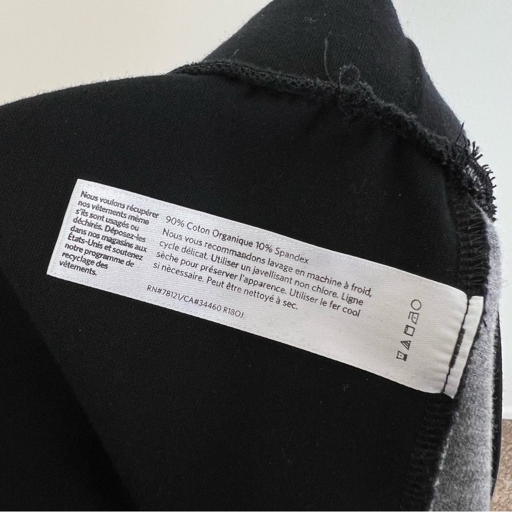 Eileen Fisher Black Gray Stripe Organic Cotton Pull On Cropped Pants Size Large - Picture 7 of 7